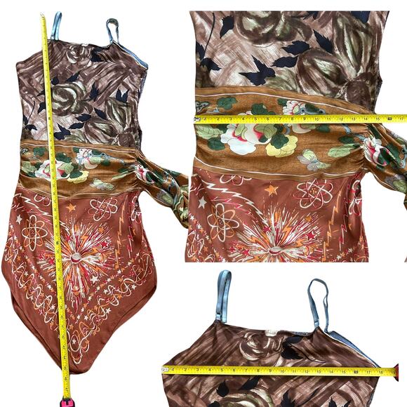 Y2K Vintage Mixed Scarf Tunic with Met Museum Silk Sash - Picture 8 of 8